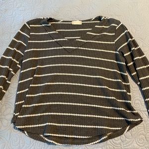 Grey and white striped sweater